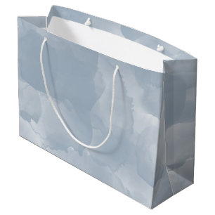Modern Dusty Blue Watercolor Brush Strokes Large Gift Bag
