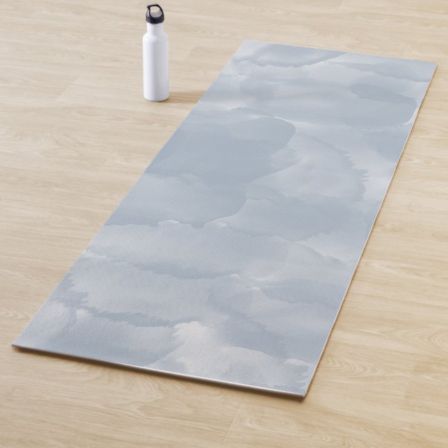 Modern Dusty Blue Watercolor Brush Strokes Yoga Mat (In Situ)