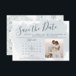 Modern Dusty Blue Watercolor Wedding Calendar  Save The Date<br><div class="desc">Announce your wedding in style with these modern save the date postcards. The design features simple and stylish typography over a dusty blue watercolor wash. The wedding calendar can be easily personalised by moving the heart over your wedding date and customising the month and year. Create a one-of-a-kind save the...</div>