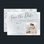 Modern Dusty Blue Watercolor Wedding Calendar  Save The Date<br><div class="desc">Announce your wedding in style with these modern save the date postcards. The design features simple and stylish typography over a dusty blue watercolor wash. The wedding calendar can be easily personalised by moving the heart over your wedding date and customising the month and year. Create a one-of-a-kind save the...</div>