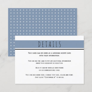 Modern dusty blue wedding details enclosure card
