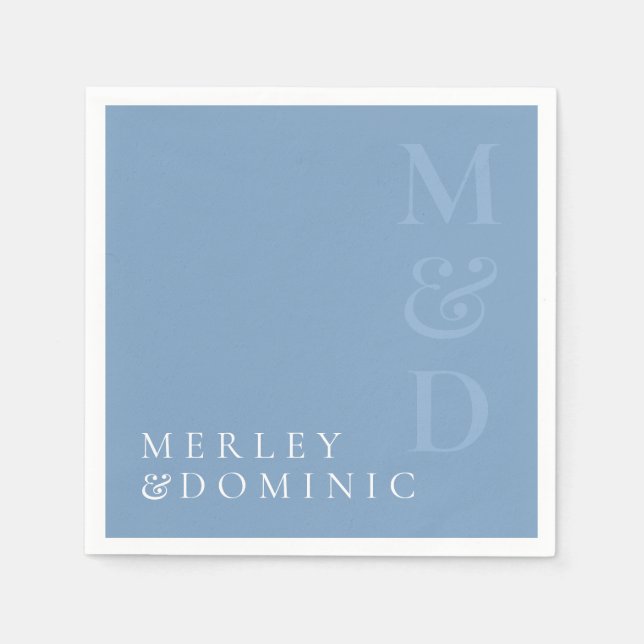 Modern Dusty Blue Wedding Dinner Party Napkin (Front)