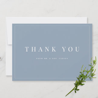 Modern Dusty Blue Wedding Thank you Card
