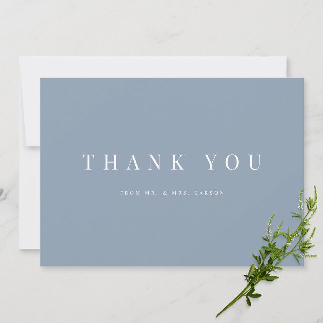Modern Dusty Blue Wedding Thank you Card (Creator Uploaded)