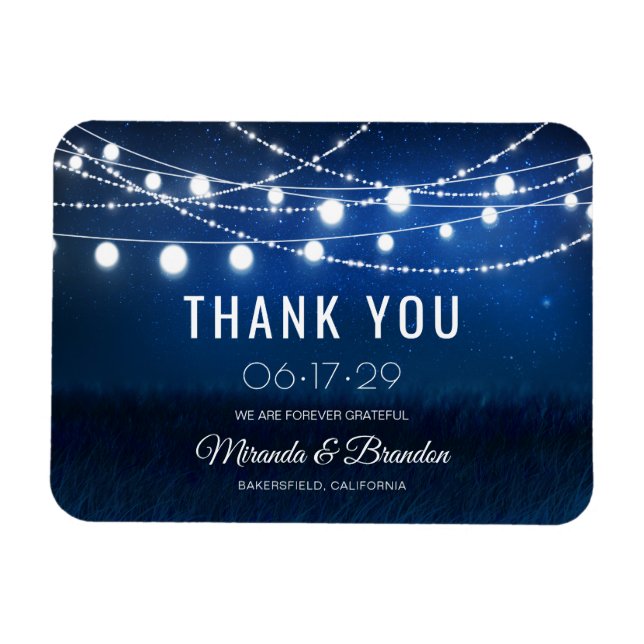 Modern Dusty Blue Wedding Thank You Magnet (Horizontal)