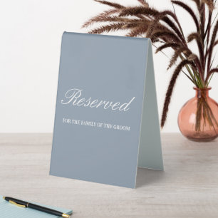 Modern Dusty Blue & White Script Wedding Reserved