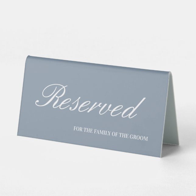 Modern Dusty Blue & White Script Wedding Reserved  (Front)
