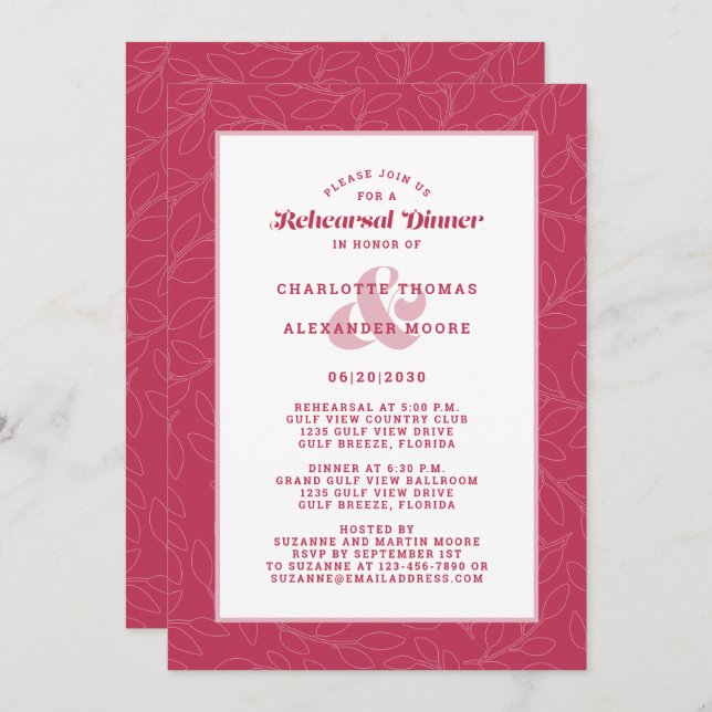 Modern Dusty Blue White Wedding Rehearsal Dinner I Invitation (Front/Back)
