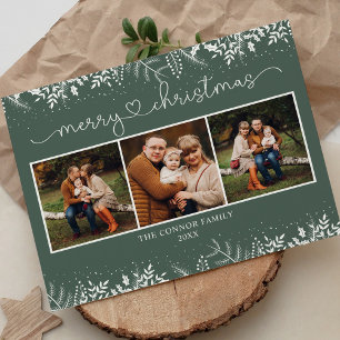 Modern Dusty Green Calligraphy Merry Christmas  Postcard