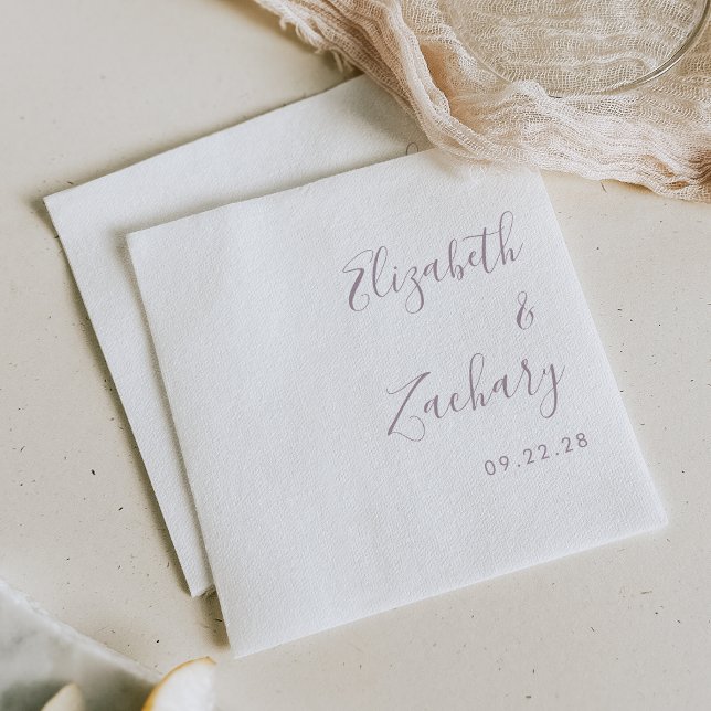 Modern Dusty Lavender Script Wedding Napkin (Creator Uploaded)