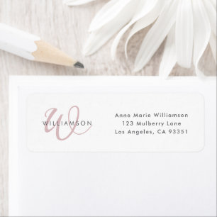 Modern Dusty Lilac Script Monogram Return Address Label