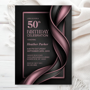 Modern Dusty Pink and Grey 50th Birthday Party Invitation