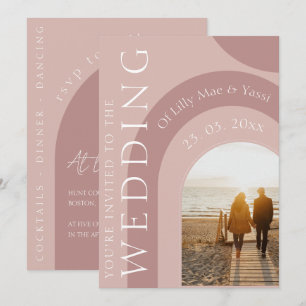 Modern Dusty Pink Arch Photo Wedding Invitation