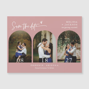 Modern Dusty Pink Boho Save the Date Arch Photo