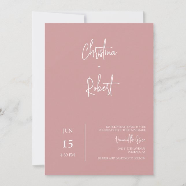 Modern Dusty Pink Boho Wedding Photo QR Code RSVP Invitation (Front)