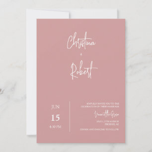 Modern Dusty Pink Boho Wedding Photo QR Code RSVP Invitation