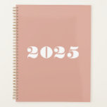 Modern dusty pink bold typography custom year  planner<br><div class="desc">Minimalist dusty pink and white modern bold typography numbers custom year Planner.
Custom white text,  numbers,  dusty pink solid plain background.
You can personalised it with your initials,  monogram,  year,  etc or just delete the text,  and leave the solid plain black colour.</div>