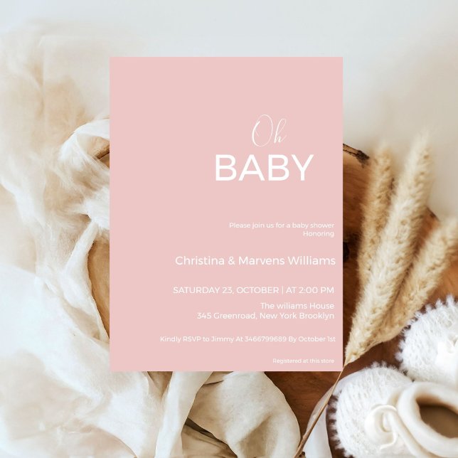 Modern dusty pink calligraphy neutral baby shower invitation (Creator Uploaded)