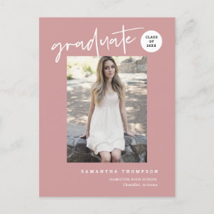 Modern Dusty Pink College High School Grad Photo Postcard