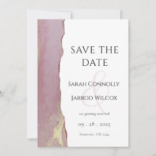 Modern Dusty Pink Flat Save The Date Card