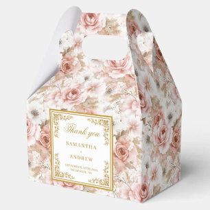 Modern dusty pink gold floral wedding favour box