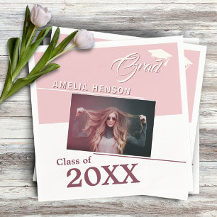 Modern Dusty Pink Graduate Photo Graduation Party Napkin