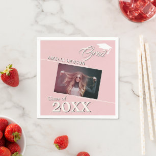 Modern Dusty Pink Graduate Photo Graduation Party Napkin
