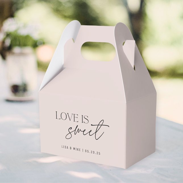 Modern Dusty Pink Love is Sweet Wedding Favour Box (Creator Uploaded)