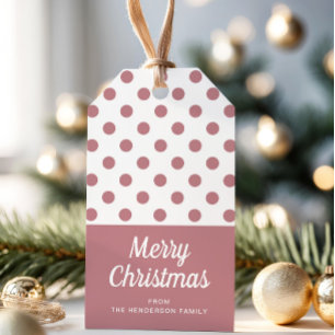 Modern Dusty Pink Merry Christmas Gift Tags