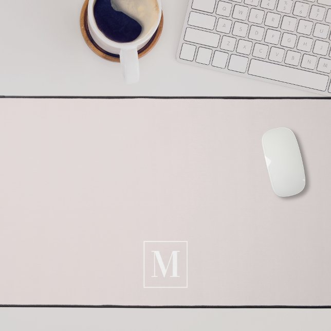 Modern Dusty Pink Monogram Desk Mat (Creator Uploaded)
