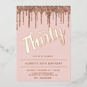 Modern Dusty Pink Rose Gold 30th Birthday 
