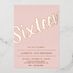 Modern Dusty Pink Rose Gold Sweet Sixteen