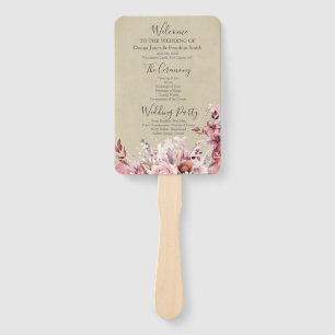 Modern Dusty Pink Rose Wedding Program Hand Fan