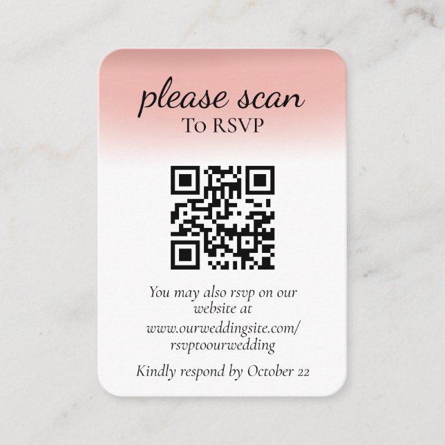 Modern Dusty Pink RSVP with QR Code Enclosure Card (Front)