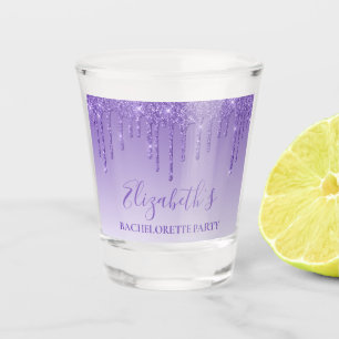 Modern Dusty Purple Glitter Bachelorette Party Shot Glass