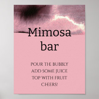 Modern, Dusty Rose and Black Mimosa bar Poster