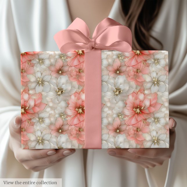Modern dusty rose and gold 70th birthday wrap wrapping paper (Modern dusty rose and gold 70th birthday wrap)