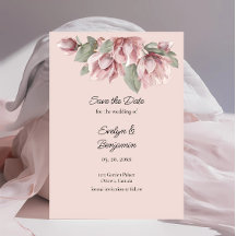 Modern Dusty Rose Blush floral Save The Date