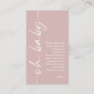 Modern Dusty Rose Books for Oh Baby Shower Enclosure Card