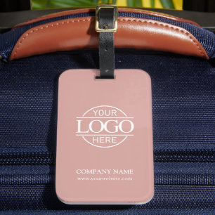 Modern Dusty Rose Business Logo Employee Travel Luggage Tag