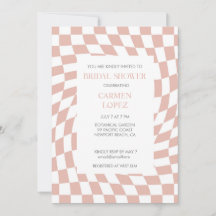 Modern Dusty Rose Checked Bridal Shower 