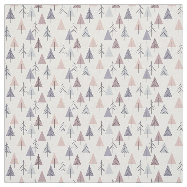 Modern Dusty Rose Christmas Trees Fabric (Swatch)