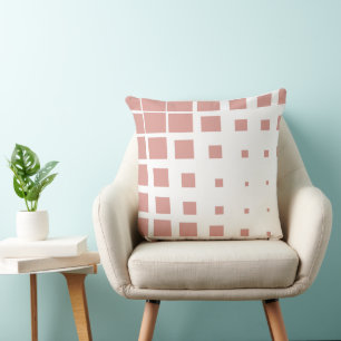 Modern Dusty Rose Deconstructed Plaid Halftone Geo Cushion