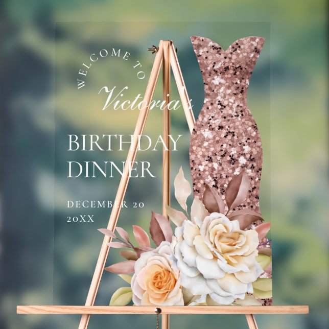 Modern Dusty Rose Fabulous 40th Birthday Women Acrylic Sign (Neutral)