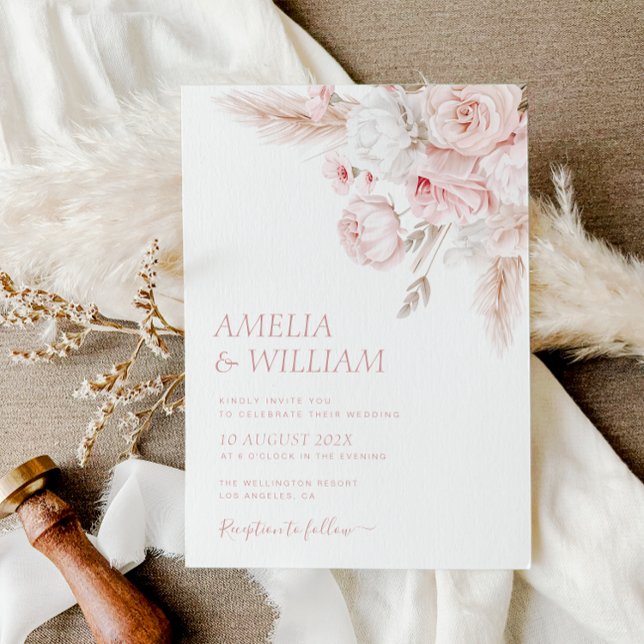 modern dusty rose floral wedding Invitation (Creator Uploaded)