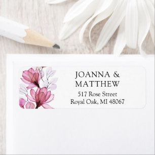 Modern Dusty Rose Floral Wedding Return Address Label