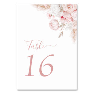 modern dusty rose floral wedding table number