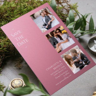 Modern Dusty Rose Four Photo Wedding Collage Save The Date