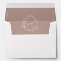 Modern Dusty Rose Leafy Crest Monogram Wedding