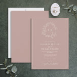 Modern Dusty Rose Leafy Crest Monogram Wedding Invitation<br><div class="desc">We're loving this trendy, modern dusty rose wedding invitation! Simple, elegant, and oh-so-pretty, it features a hand drawn leafy wreath encircling a modern wedding monogram. It is personalised in elegant typography, and accented with hand-lettered calligraphy. Finally, it is trimmed in a delicate frame. Veiw suite here: https://www.zazzle.com/collections/dusty_rose_leafy_crest_monogram_wedding-119358530646525646 Contact designer for...</div>